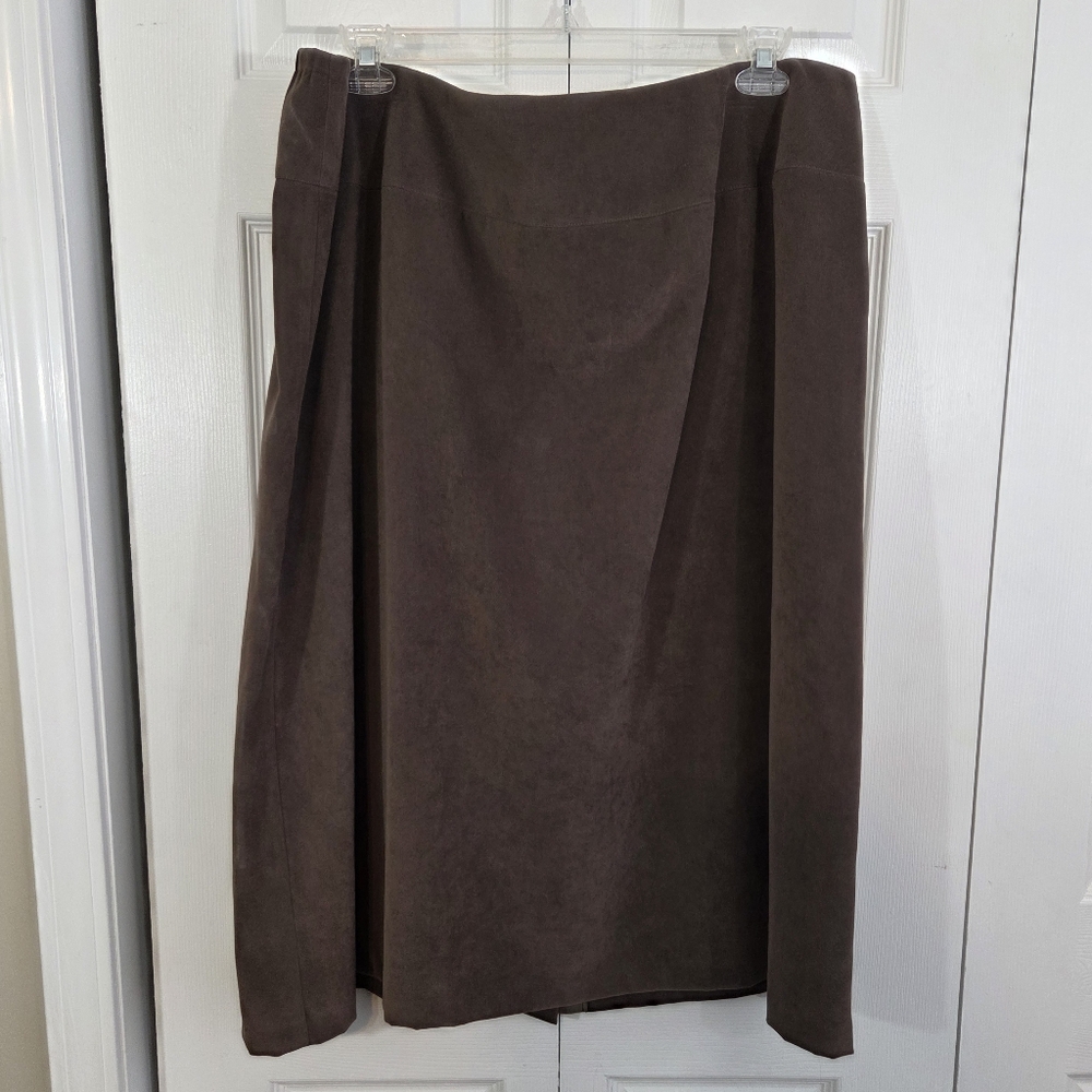 Sigrid Olsen A-Line Brown Lined Mid - Length Skirt ~ Pre-Owned